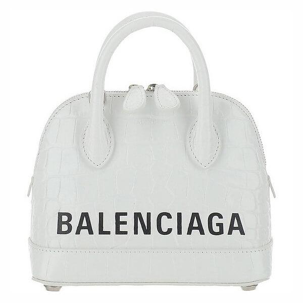 バレンシアガ バッグ コピー BALENCIAGA★White Leather Ville Top XXS Bowler Bag 20100801